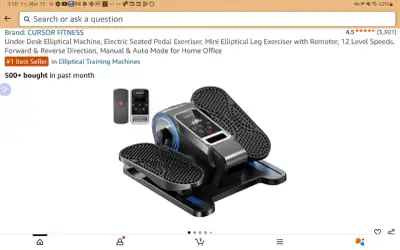 CURSOR FITNESS Under Desk Elliptical Machine, Electric Seated, View more