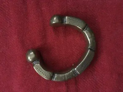 French West Africa Solid Brass Monies Bracelet, 19th century, View more