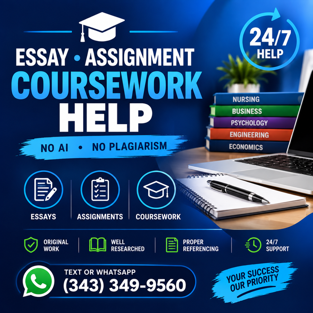 NO AI NO PLAGIARISM ESSAY, ASSIGNMENT HELP COURSEWORK. 24/7 HELP