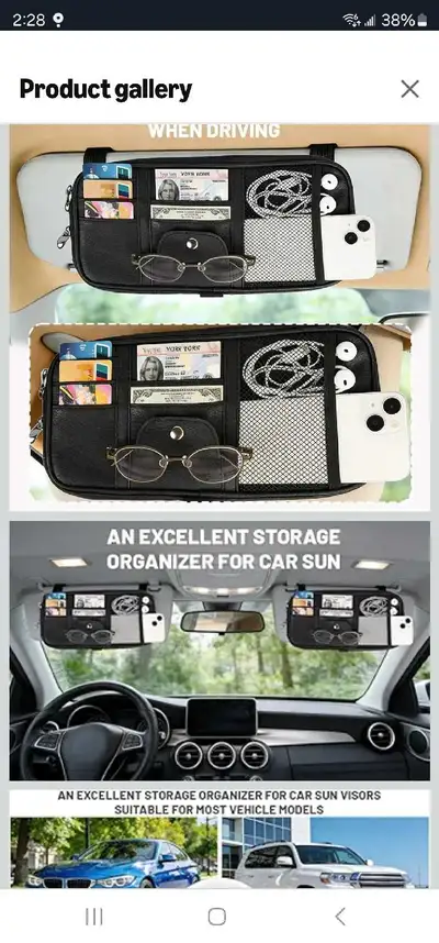 Car Visor Organizer, Sun Visor Storage Pouch with Zipper, Lightw, View more