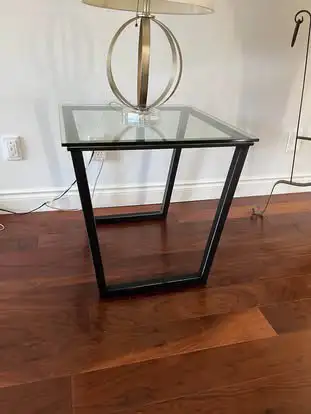 Bronze Metal and Glass Side Table , View more