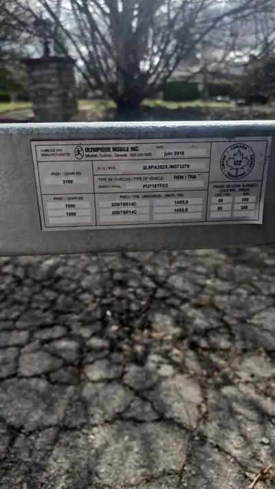 Remorque de 20 pieds, 2018 fabriqué par Olympique mobile de Mirabel je suis le 2 ieme proprio