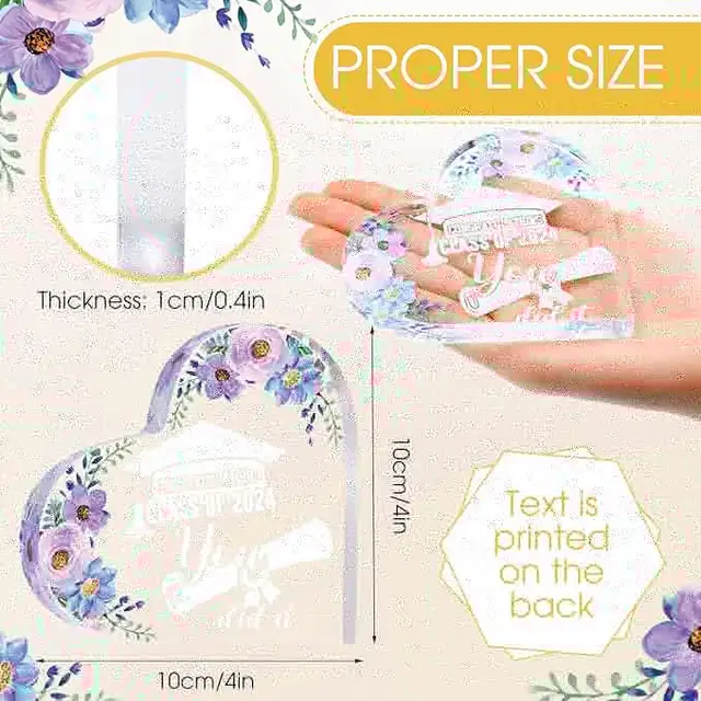 5 Pcs 2024 Graduation Gifts  Acrylic Heart Paperweight Decoratio in Home Décor & Accents in City of Toronto - Image 3
