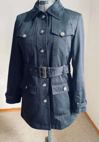 Women’s Black Trench Coat Jacket Large