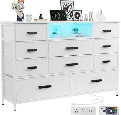 New in Box TV Stand/Dresser with Charging Station, View more