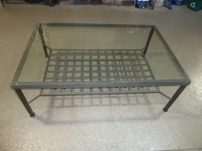 glass and metal large coffee table, View more