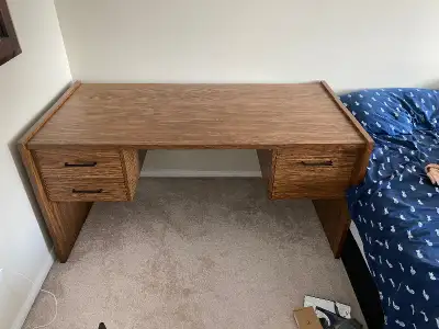 Heavy wooden office table with drawers, View more