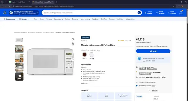 Mainstays 0.7 Cu ft Countertop Microwave Oven – 700W – White in Microwaves & Cookers in Oakville / Halton Region - Image 3