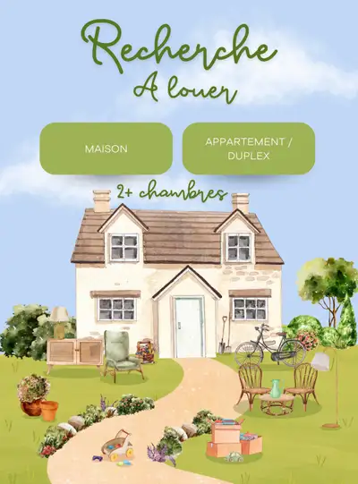 recherche maison à louer 2 +  chambres