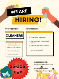 Experienced cleaners wanted