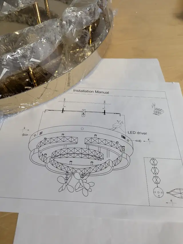 Modern Flush Mount Chandelier - 50CM Crystal Ceiling Light with in Indoor Lighting & Fans in Mississauga / Peel Region - Image 9