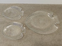 3 Glass Fish Serving Dish / Platter Tray / Center Piece Plate