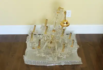 Large Gold Crystal 12-Light Chandelier, View more