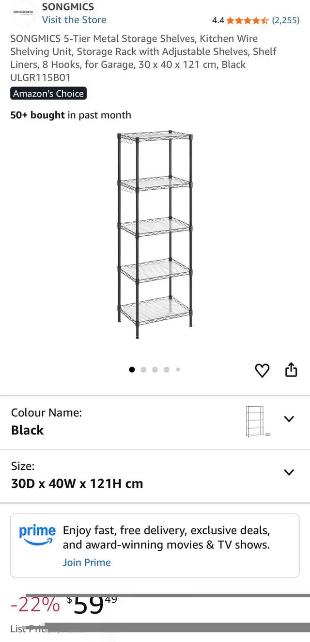 SONGMICS 5-Tier Adjustable Steel Storage Shelf in Bookcases & Shelving Units in Oshawa / Durham Region - Image 10