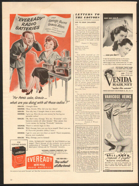 1948 original half-page, Eveready print ad w Burns & Allen dans Art et objets de collection  à Dartmouth - Image 2