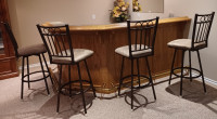 BAR STOOLS WITH PADDED SUEDE LEATHER SIEVEL SEAT