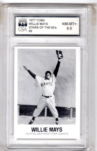 1977 TCMA WILLIE MAYS STARS OF THE 50'S #8 NM-MT+ GRADED 8.5