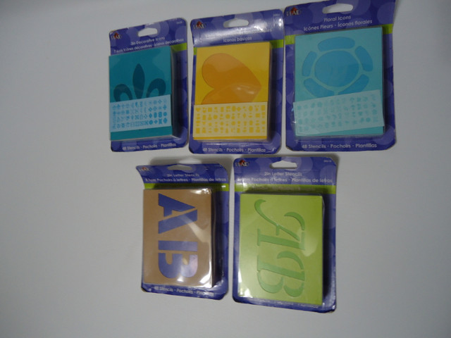 Lot of 5 NEW sealed stencil packs Plaid lettering symbols icons in Hobbies & Crafts in Hamilton