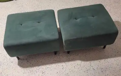 2 Excellent Condition Large Green Ottomans, View more