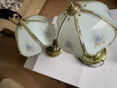 Brass Lamps with flower and touch to turn on , View more