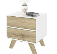 End Table in white uv & sandy brown oak