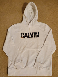 WHITE PRINTED CALVIN KLEIN HOODIE 