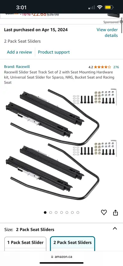 Selling brand new seat rails Universal Purchased off Amazon, not required anymore Asking $50