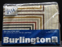 New Vera beige striped no-iron fitted double bed sheet / fabric