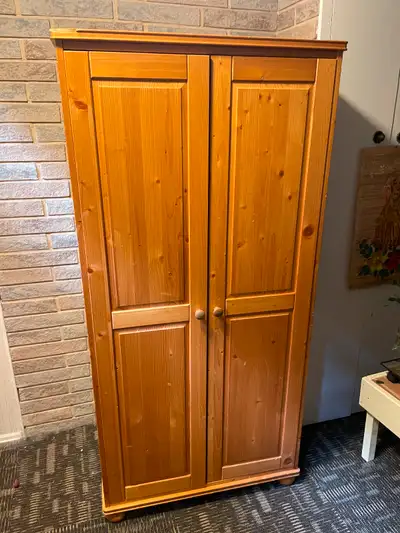 Pine storage for cloths or Seasonal items. Great for the garage. 31 inches wide, 20 inches deep, 65...