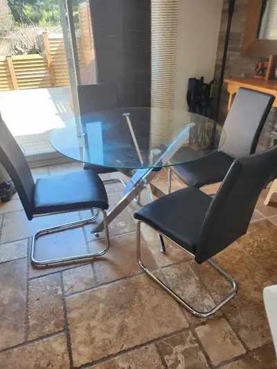 44"glass table for sale $475 for set, View more
