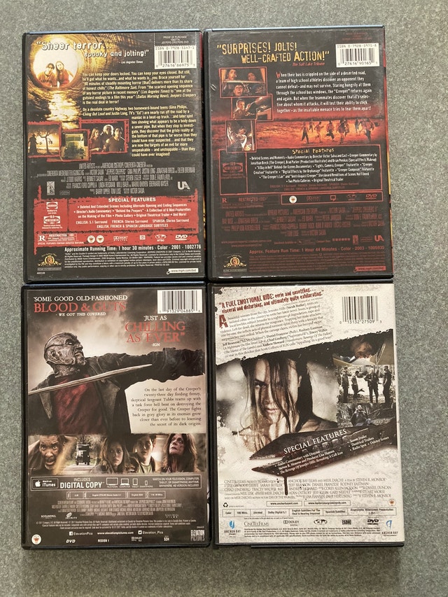 Horror Halloween DVD Jeepers Creepers 1 2 3 I Spit on Your Grave CDs, DVDs & Bluray Calgary