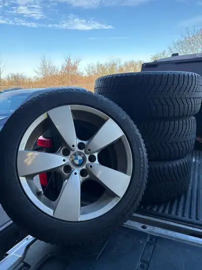 225/50/17 Continental tires on BMW factory rims. TPM sensors installed. 120 x 5 72.6mm center bore F...