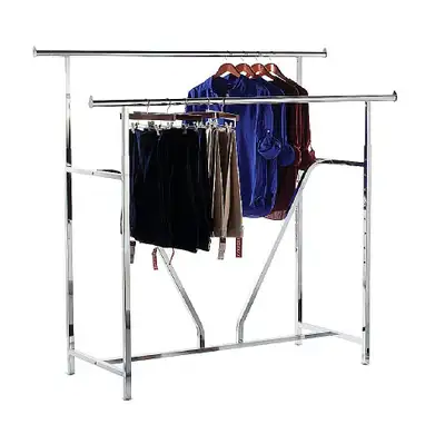 Retail Garment Rack Hanger Heavy Duty Double Rail Clothes Stand, View more