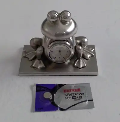 Daniel David ~ Silver Frog Desk Clock, View more
