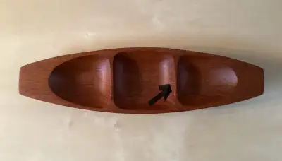 VTG Teak 3-Section Trinket Snack Dish Bowl from Siam (Thailand), View more