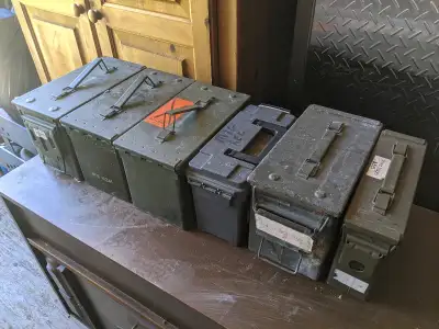 6 Assorted Ammo Cans Offers in person will be considered. Offers via Email will be ignored.