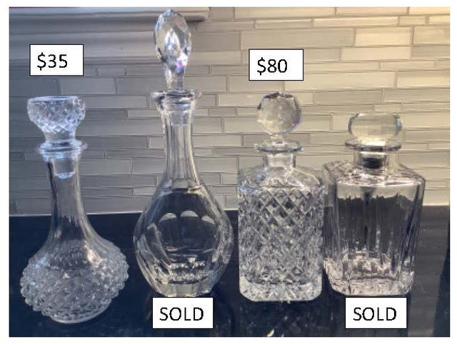 Crystal Blown Glass Spirit Decanters in Arts & Collectibles in City of Toronto - Image 3