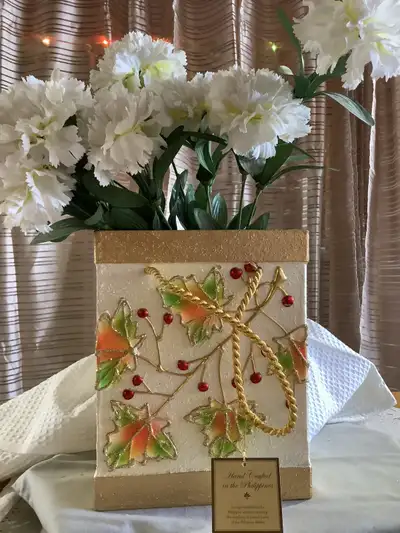 Hand crafted box flower design, View more