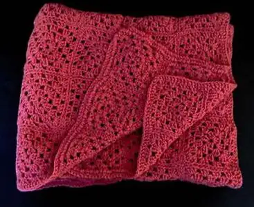 New bright pink 43 x 70-inch hand-crocheted afghan blanket, View more