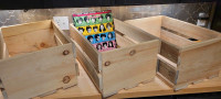 Wooden vinyl record storage crates.