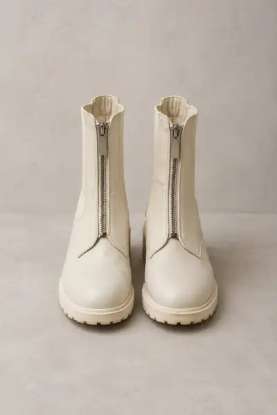Women’s Cream Front-Zip Ankle Boots, View more