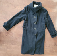 Manteau lainage XL,  ROXY, noir, très chic, long,  coupe amincis
