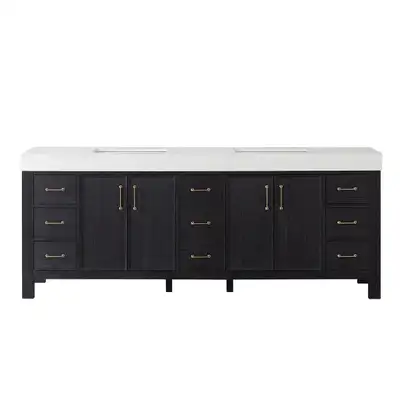 NEW 84'' Double Bathroom Vanity with Engineered Marble Top, View more