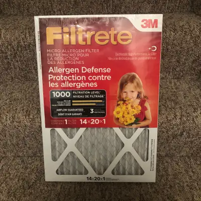 Filtrete Allergen Defense Furnace Filters- Size: 14” x 20” x 1”, View more