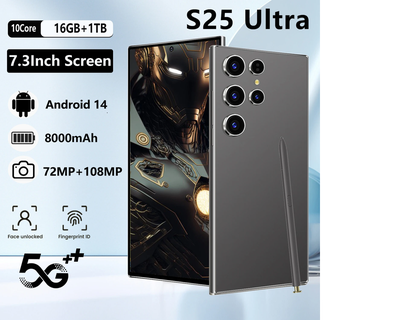 Cell Phone S25 model dual sim unlocked 7.3" android 16GB 1TB, View more