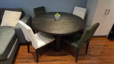 Round wooden Dining with 4 chairs, View more