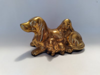 Vintage Brass Mother Dog and Two Puppies Figurinemmmmm