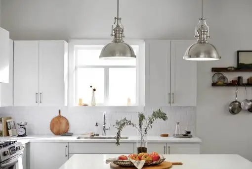 KICHLER 12 1/4"Satin Nickel Industrial Frosted Glass Pendant $50 in Indoor Lighting & Fans in Brantford - Image 3