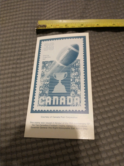 Canada Post postcard of stamp for Grey Cup 75th anniversary 1987, View more