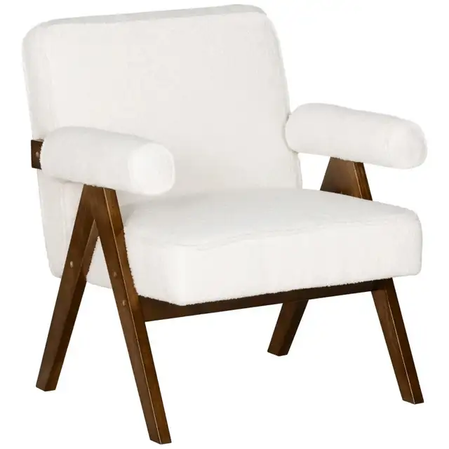 Cashmere Accent Chair Armchair with Wide Seat and Soft Padded Ar in Chairs & Recliners in Markham / York Region - Image 11